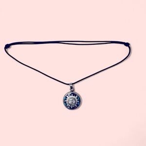 Mayan Sun .925 Pendant with genuine malachite etc with some sparkles Necklace